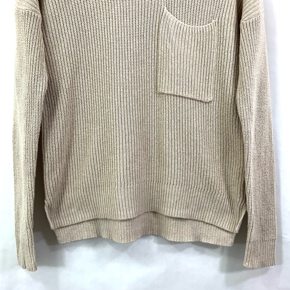 MADEWELL Ribbed Knit Sweater Thompson Pocket Pullover Sweater Fawn Oat Cream C24 - Picture 4 of 11